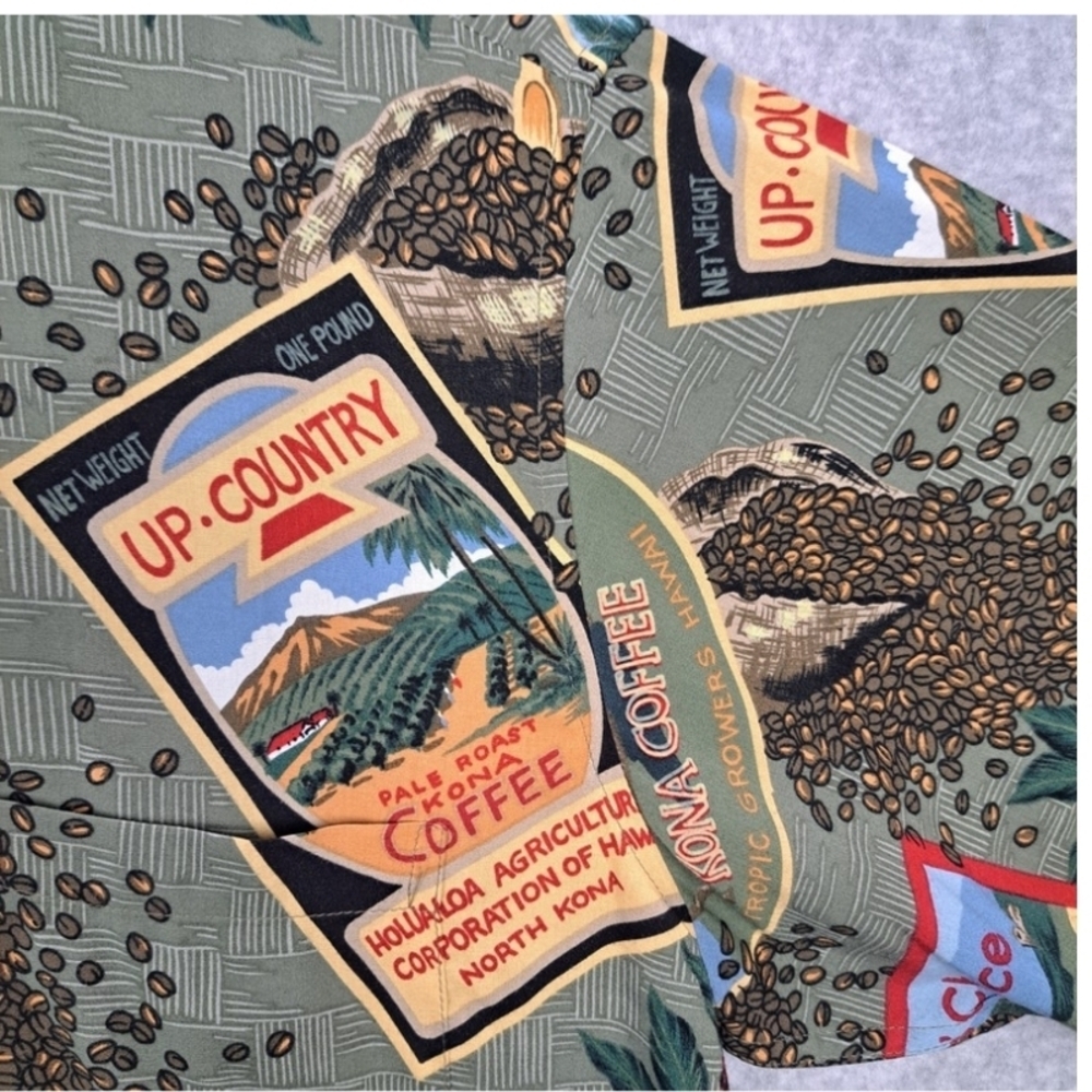 Vntg Reyn Spooner Men's M 90's Y2k Kona Coffee Hawaiian Aloha All Over Print - Picture 9 of 14